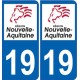 19 Corrèze autocollant plaque immatriculation auto département sticker Nouvelle Aquitaine logo