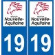 19 Corrèze sticker plaque immatriculation auto department sticker New Aquitaine logo