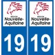 19 Corrèze-aufkleber-plakette-kennzeichen-auto-abteilung sticker Neue Aquitaine logo