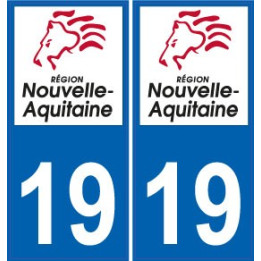 19 Corrèze autocollant plaque immatriculation auto département sticker Nouvelle Aquitaine logo