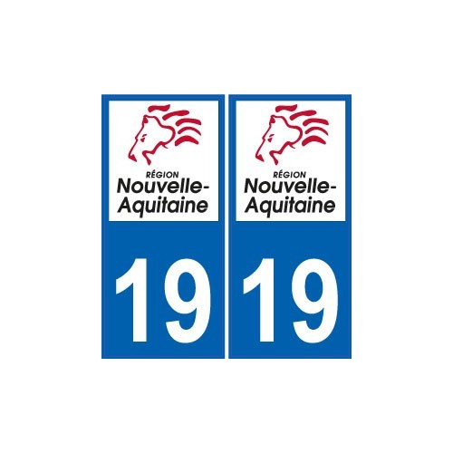 19 Corrèze autocollant plaque immatriculation auto département sticker Nouvelle Aquitaine logo