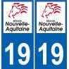 19 Corrèze-aufkleber-plakette-kennzeichen-auto-abteilung sticker Neue Aquitaine logo