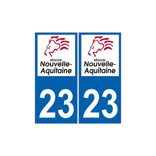 23 Creuse autocollant plaque immatriculation auto département sticker Nouvelle Aquitaine logo