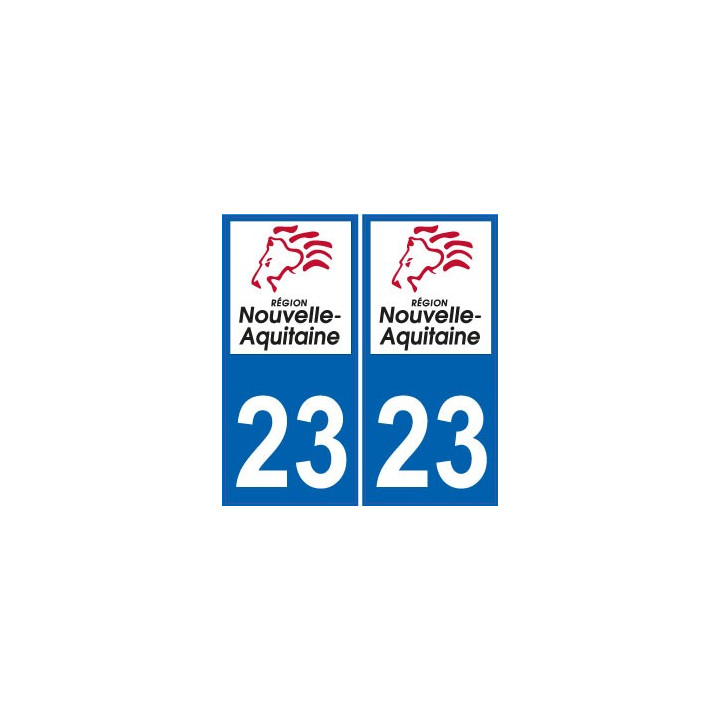 23 Creuse autocollant plaque immatriculation auto département sticker Nouvelle Aquitaine logo