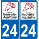 23 Creuse autocollant plaque immatriculation auto département sticker Nouvelle Aquitaine logo