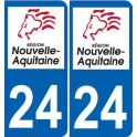 24 Dordogne autocollant plaque immatriculation auto département sticker Nouvelle Aquitaine logo