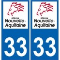 33 Gironde adesivo targa di immatricolazione di auto dipartimento adesivo Nuovo logo Aquitania