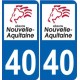 40 Landes autocollant plaque immatriculation auto département sticker Nouvelle Aquitaine logo