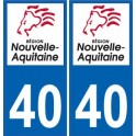 40 Landes sticker plaque immatriculation auto department sticker New Aquitaine logo