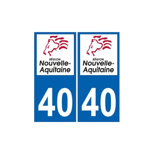 40 Landes autocollant plaque immatriculation auto département sticker Nouvelle Aquitaine logo