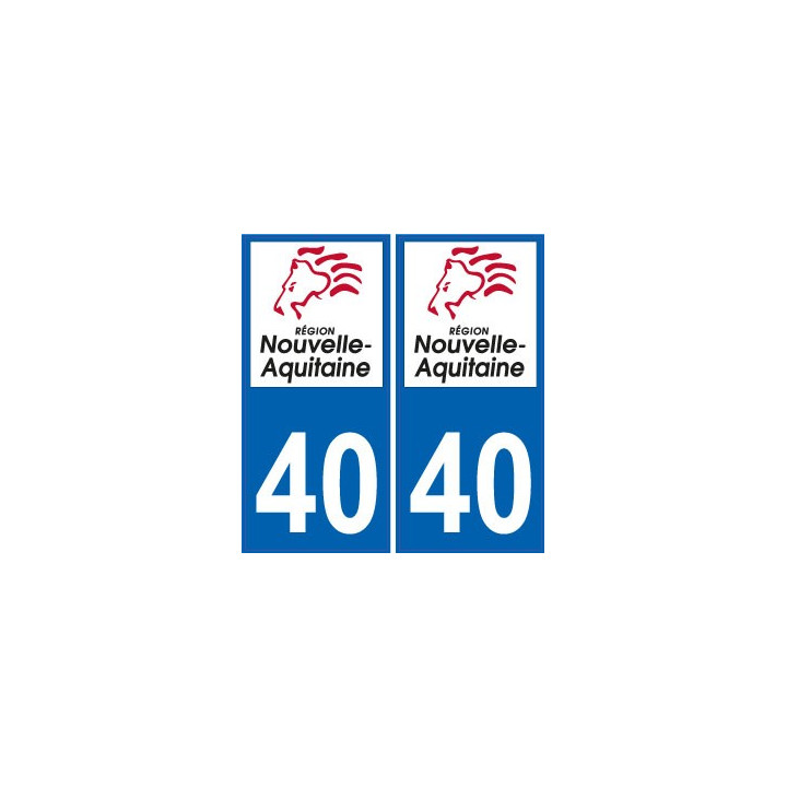 40 Landes autocollant plaque immatriculation auto département sticker Nouvelle Aquitaine logo