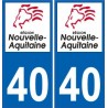 40 Landes autocollant plaque immatriculation auto département sticker Nouvelle Aquitaine logo