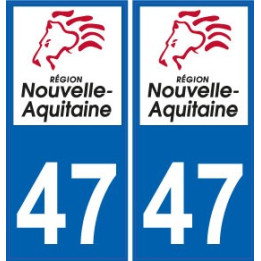 47 Lot-Et-Garonne Gironde autocollant plaque immatriculation auto département sticker Nouvelle Aquitaine logo