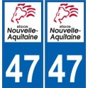 47 Lot-Et-Garonne adesivo targa di immatricolazione di auto dipartimento adesivo Nuovo logo Aquitania