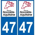 47 Lot-Et-Garonne sticker plaque immatriculation auto department sticker New Aquitaine logo