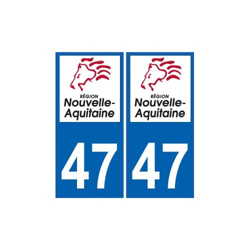 47 Lot-Et-Garonne Gironde autocollant plaque immatriculation auto département sticker Nouvelle Aquitaine logo