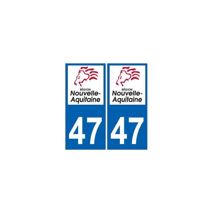 47 Lot-Et-Garonne Gironde autocollant plaque immatriculation auto département sticker Nouvelle Aquitaine logo