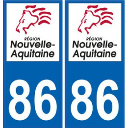 86 Vienne autocollant plaque immatriculation auto département sticker Nouvelle Aquitaine logo
