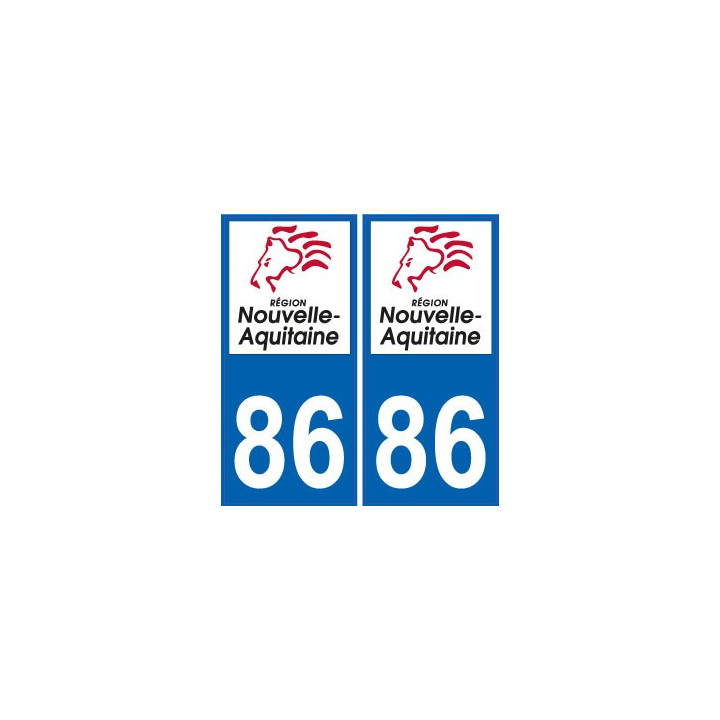 86 Vienne autocollant plaque immatriculation auto département sticker Nouvelle Aquitaine logo