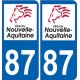 87 Haute-Vienne autocollant plaque immatriculation auto département sticker Nouvelle Aquitaine logo
