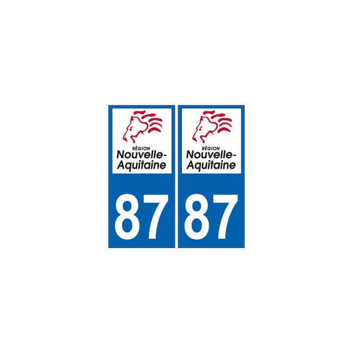 87 Haute-Vienne autocollant plaque immatriculation auto département sticker Nouvelle Aquitaine logo