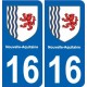 16 Charente autocollant plaque immatriculation auto département sticker Nouvelle Aquitaine blason