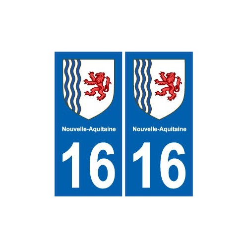 16 Charente autocollant plaque immatriculation auto département sticker Nouvelle Aquitaine blason