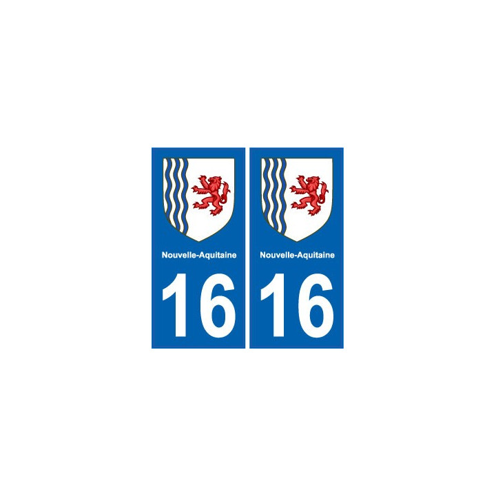 16 Charente autocollant plaque immatriculation auto département sticker Nouvelle Aquitaine blason