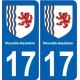 17 Charente-Maritime autocollant plaque immatriculation auto département sticker Nouvelle Aquitaine blason