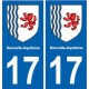 17 Charente-Maritime autocollant plaque immatriculation auto département sticker Nouvelle Aquitaine blason