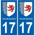 17 Charente-Maritime aufkleber typenschild-kennzeichen-auto-abteilung sticker Neue Aquitaine wappen