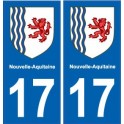 17 Charente-Maritime autocollant plaque immatriculation auto département sticker Nouvelle Aquitaine blason