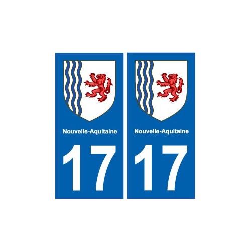 17 Charente-Maritime autocollant plaque immatriculation auto département sticker Nouvelle Aquitaine blason