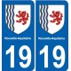 19 Corrèze autocollant plaque immatriculation auto département sticker Nouvelle Aquitaine blason