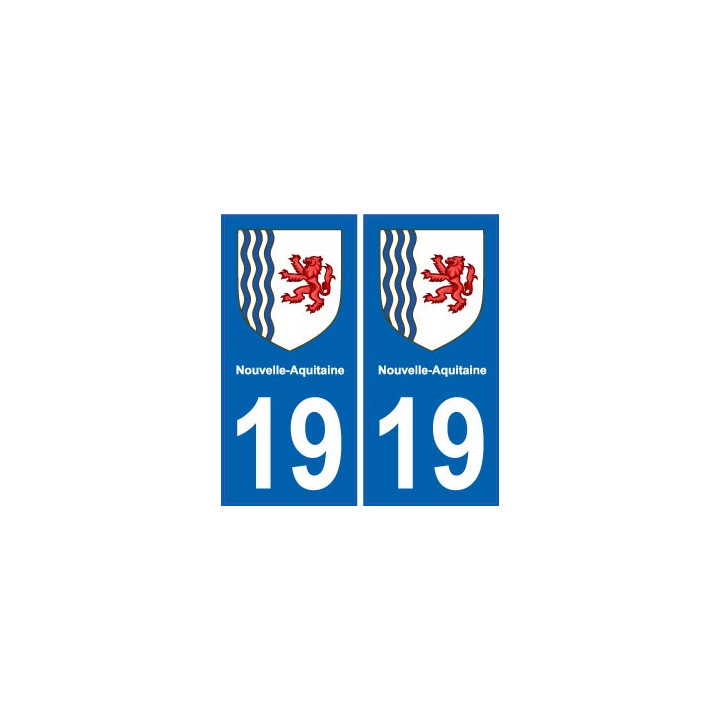 19 Corrèze autocollant plaque immatriculation auto département sticker Nouvelle Aquitaine blason