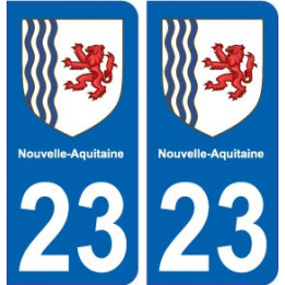 23 creuse autocollant plaque immatriculation auto département sticker Nouvelle Aquitaine blason