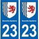 23 creuse autocollant plaque immatriculation auto département sticker Nouvelle Aquitaine blason