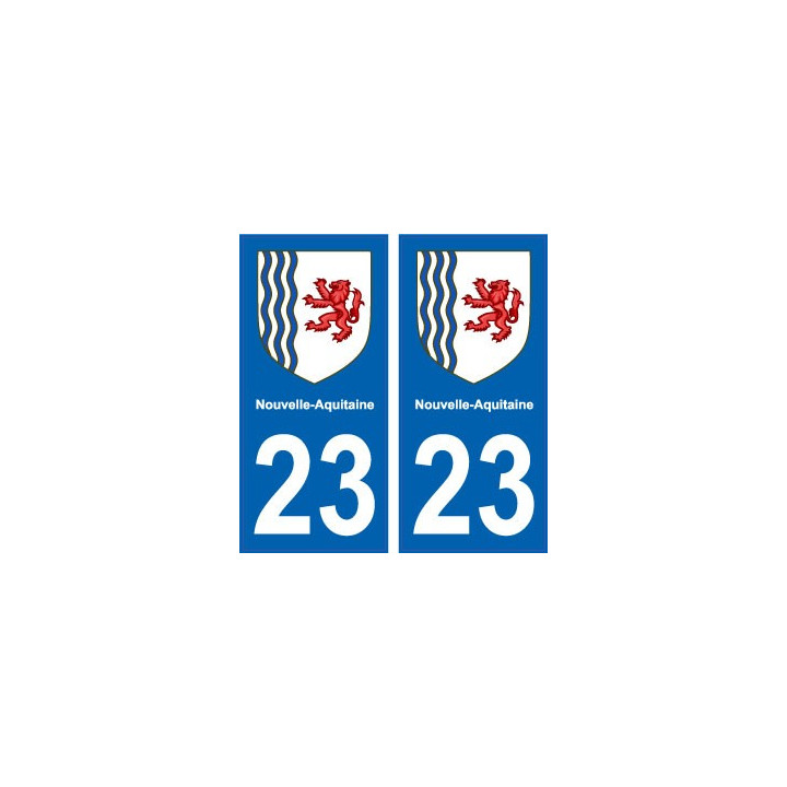 23 creuse autocollant plaque immatriculation auto département sticker Nouvelle Aquitaine blason