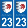 23 hohl-aufkleber-plakette-kennzeichen-auto-abteilung sticker Neue Aquitaine wappen