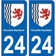 24 Dordogne autocollant plaque immatriculation auto département sticker Nouvelle Aquitaine blason