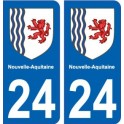 24 Dordogne-aufkleber-plakette-kennzeichen-auto-abteilung sticker Neue Aquitaine wappen