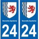 24 Dordogne autocollant plaque immatriculation auto département sticker Nouvelle Aquitaine blason