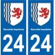 24 Dordogne autocollant plaque immatriculation auto département sticker Nouvelle Aquitaine blason