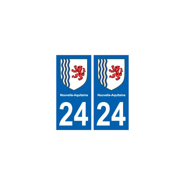 24 Dordogne autocollant plaque immatriculation auto département sticker Nouvelle Aquitaine blason