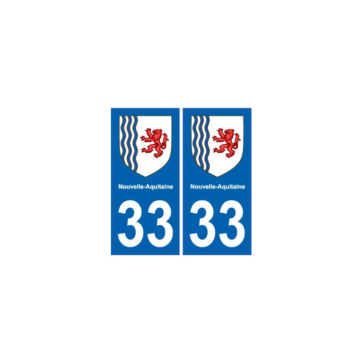 33 Gironde autocollant plaque immatriculation auto département sticker Nouvelle Aquitaine blason