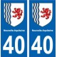 40 Landes autocollant plaque immatriculation auto département sticker Nouvelle Aquitaine blason