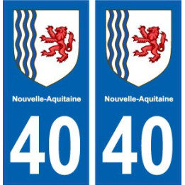 40 Landes autocollant plaque immatriculation auto département sticker Nouvelle Aquitaine blason