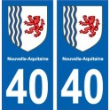 40 Landes autocollant plaque immatriculation auto département sticker Nouvelle Aquitaine blason