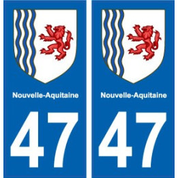 47 Lot-Et-Garonne autocollant plaque immatriculation auto département sticker Nouvelle Aquitaine blason