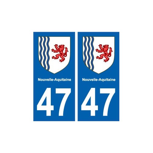 47 Lot-Et-Garonne autocollant plaque immatriculation auto département sticker Nouvelle Aquitaine blason